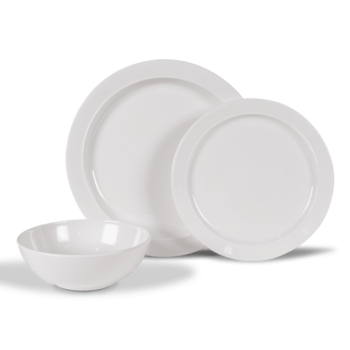 Kampa Classic White 12pc Melamine Dinner Set