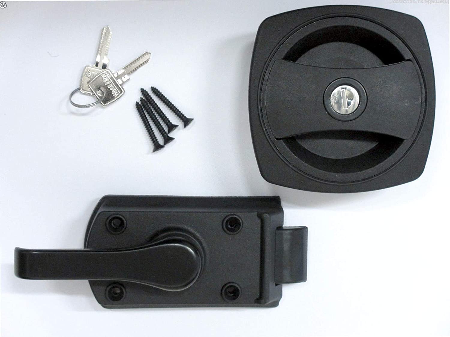 Caraloc 640 Complete Black Caravan Door Handle and Lock Tent Hire Direct