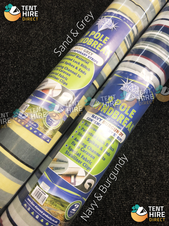 Grey Contemporary Stripe Windbreak Blue Diamond 7 Pole Sand